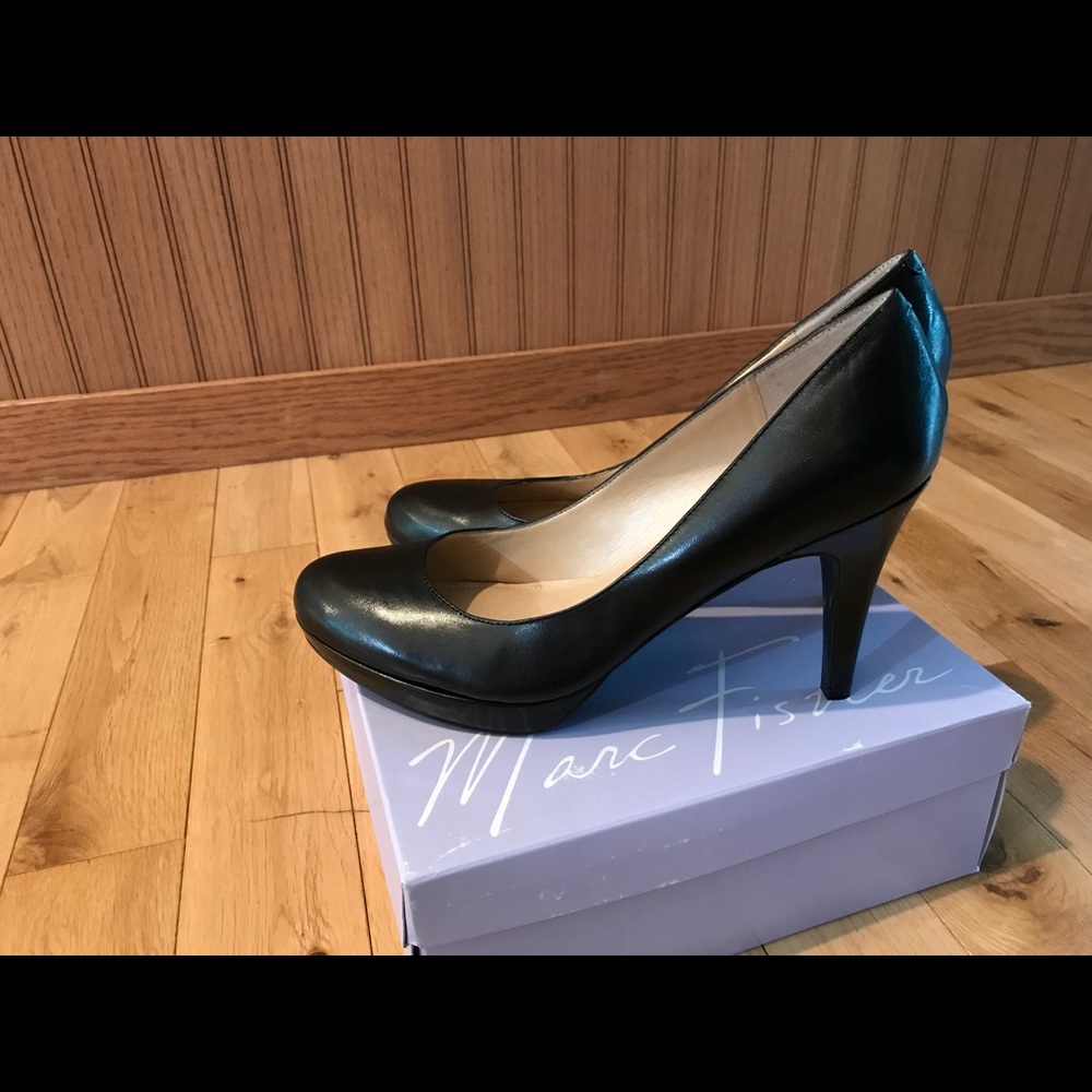 Black leather heels